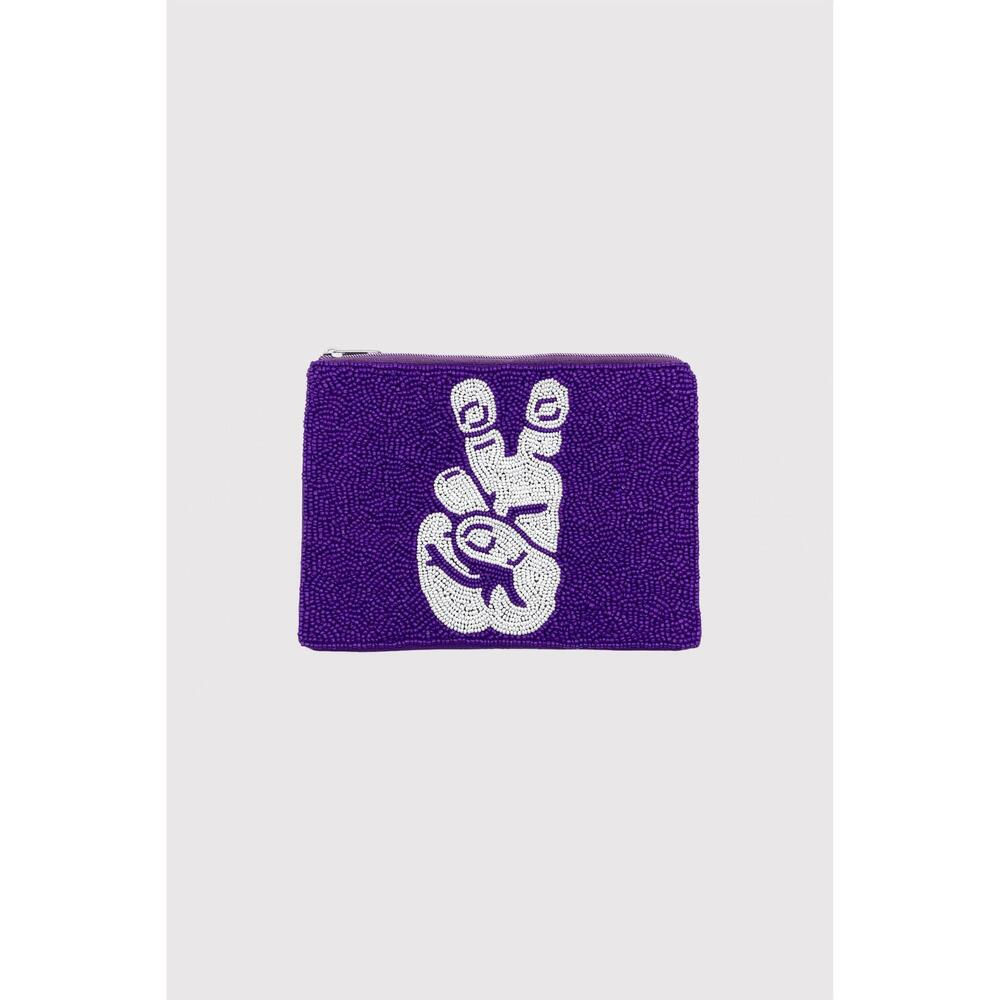 NEW LA CHIC DESIGNS women's tcu hand beaded coin pouch in purple
